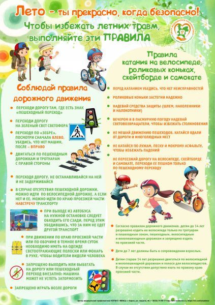 Профилактика летних детских травм на велосипеде