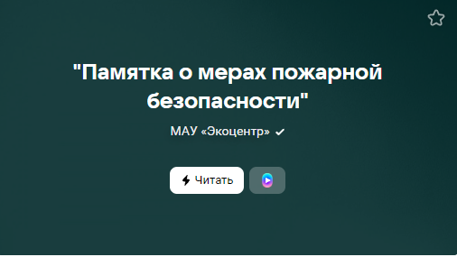 "Памятка о мерах пожарной безопасности" (от 17.06.2023)